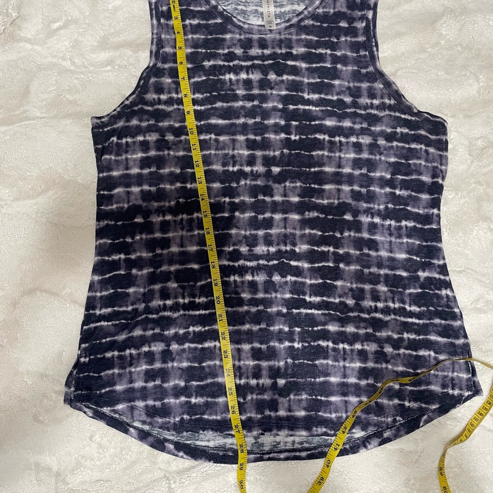 ATHLETA NAVY BLUE WHITE TIE-DYE STRIPE SLEEVELESS BREEZY TOP TANK XL - Picture 5 of 5